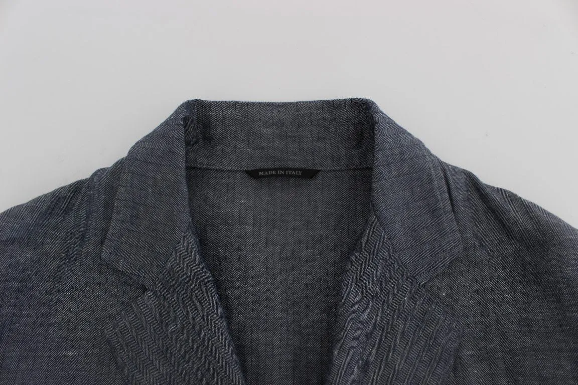 Blue Double Breasted Regular Fit Blazer