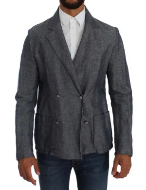 Blue Double Breasted Regular Fit Blazer