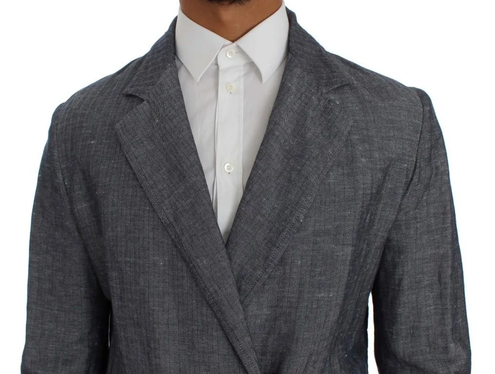 Blue Double Breasted Regular Fit Blazer