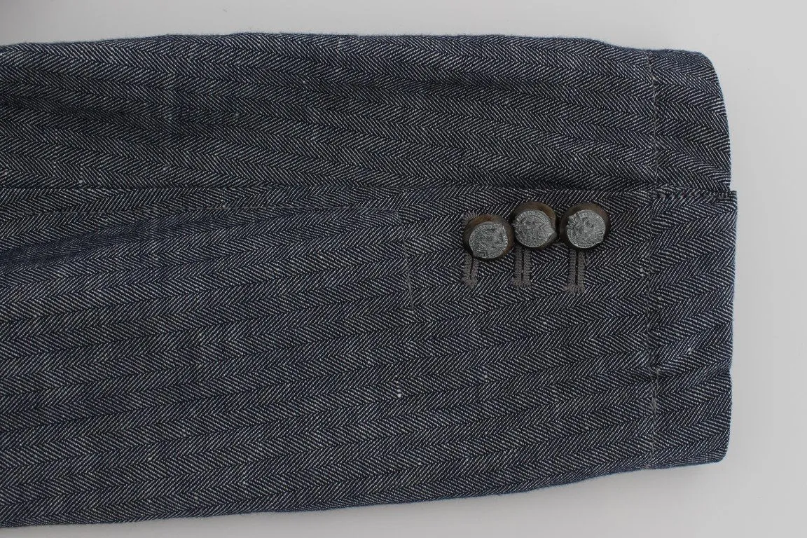 Blue Double Breasted Regular Fit Blazer