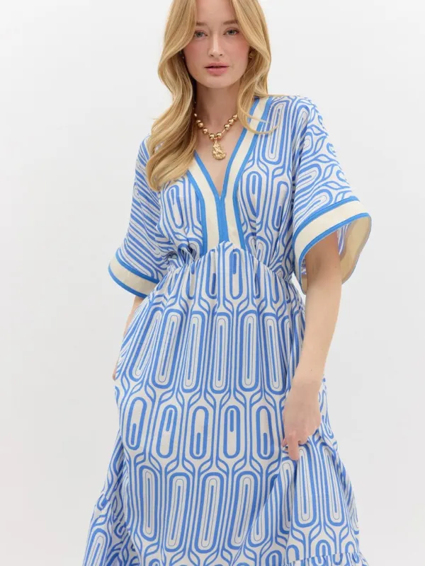 Blue Geo Maxi Dress