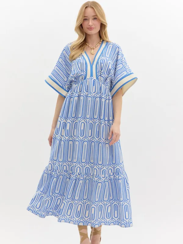 Blue Geo Maxi Dress