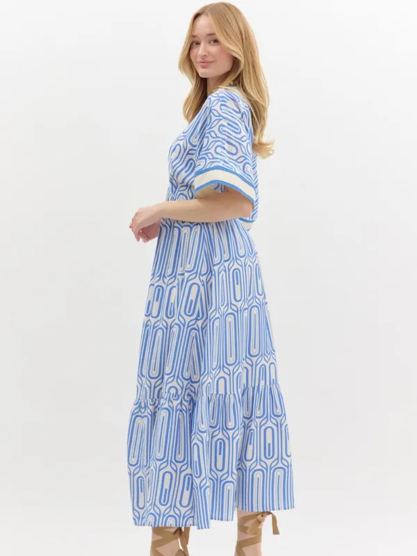 Blue Geo Maxi Dress