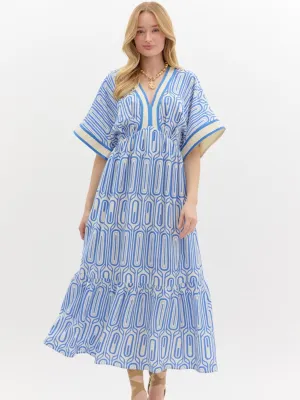 Blue Geo Maxi Dress