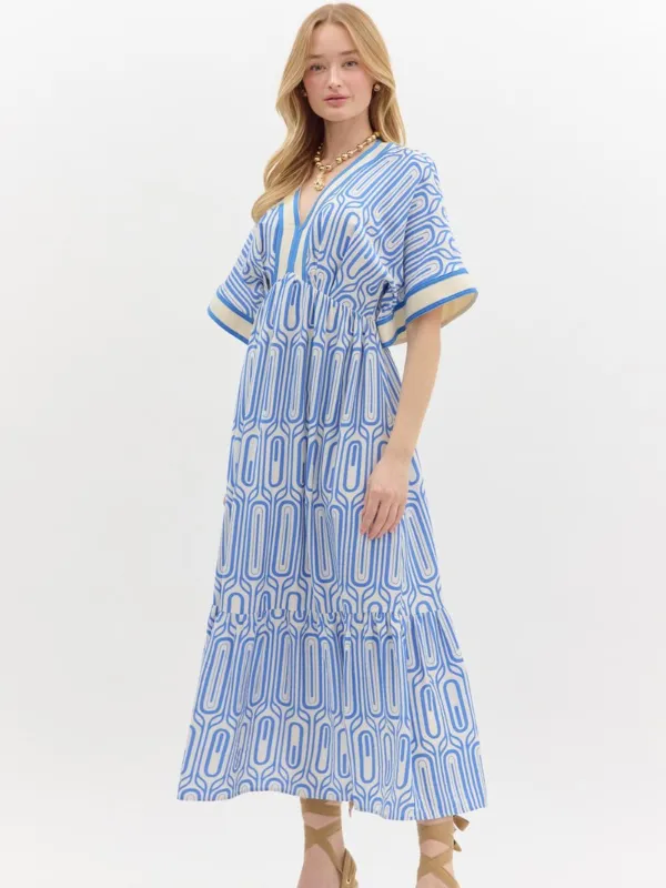 Blue Geo Maxi Dress