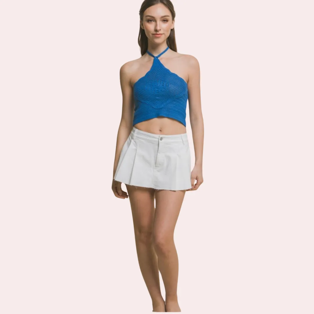 Blue halter crop top