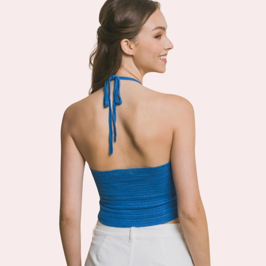 Blue halter crop top