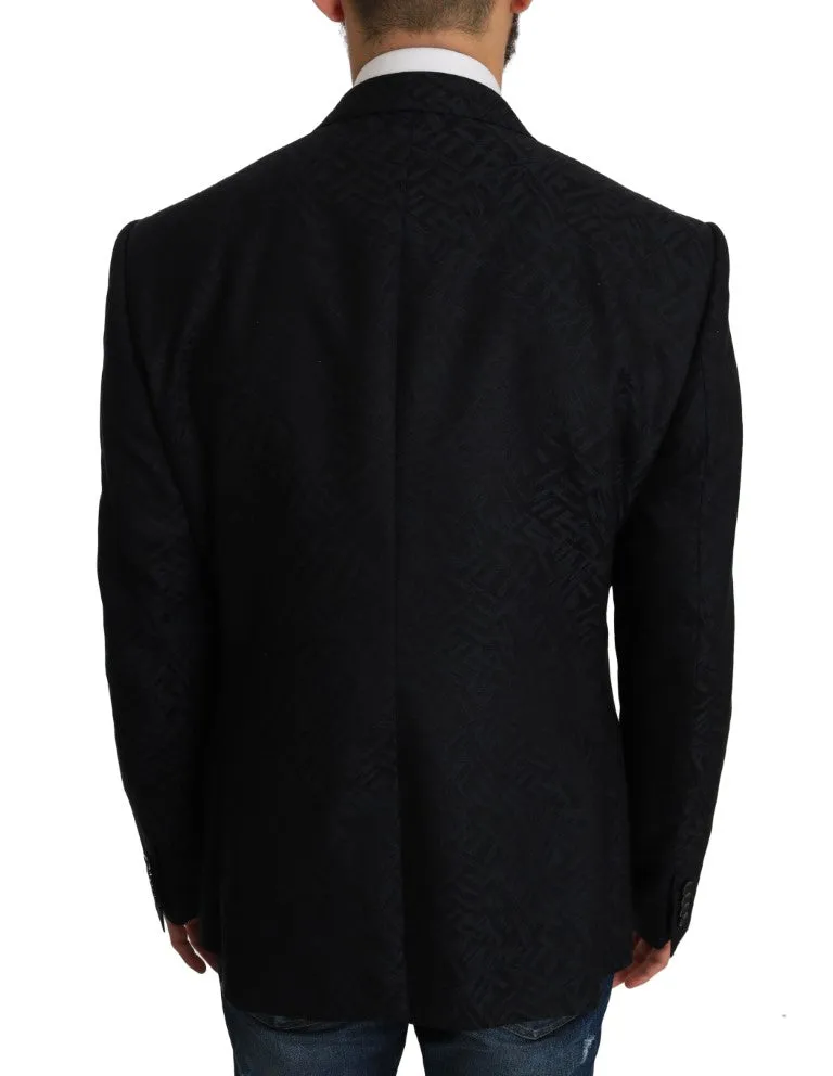 Blue Jacquard Slim Floral Blazer