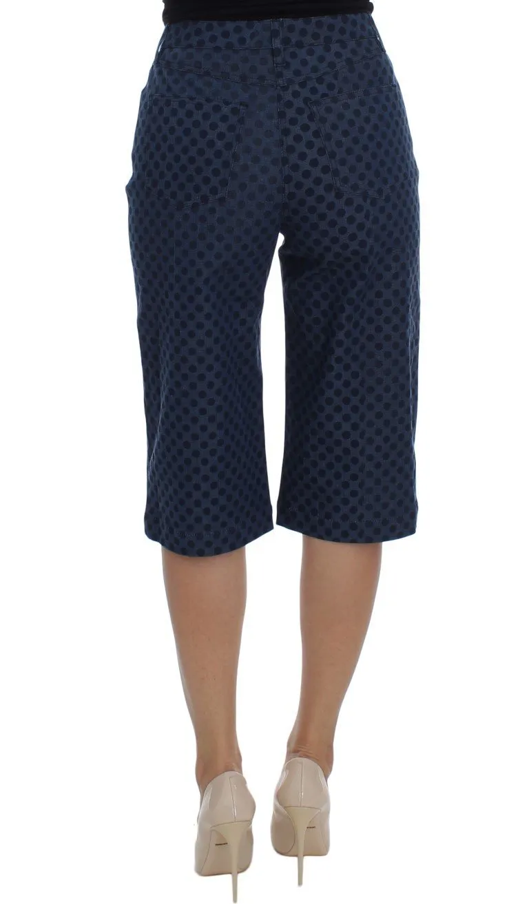 Blue Polka Dotted Denim Cotton Stretch Jeans