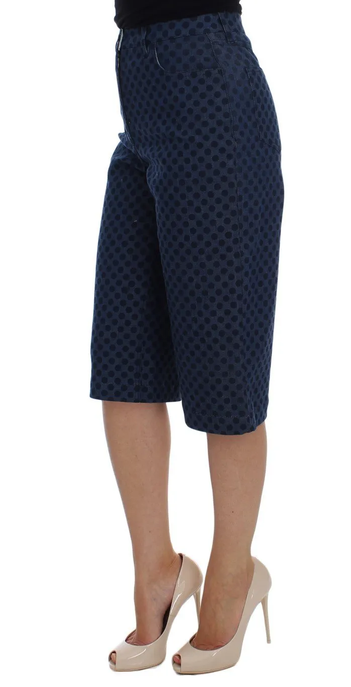 Blue Polka Dotted Denim Cotton Stretch Jeans