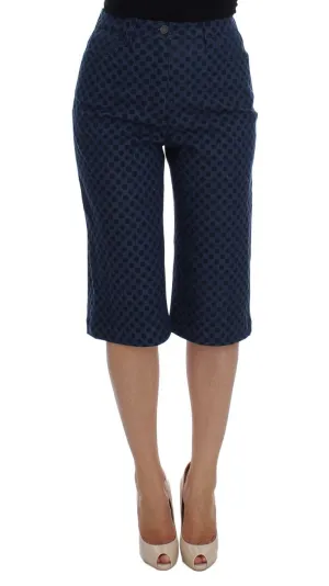 Blue Polka Dotted Denim Cotton Stretch Jeans