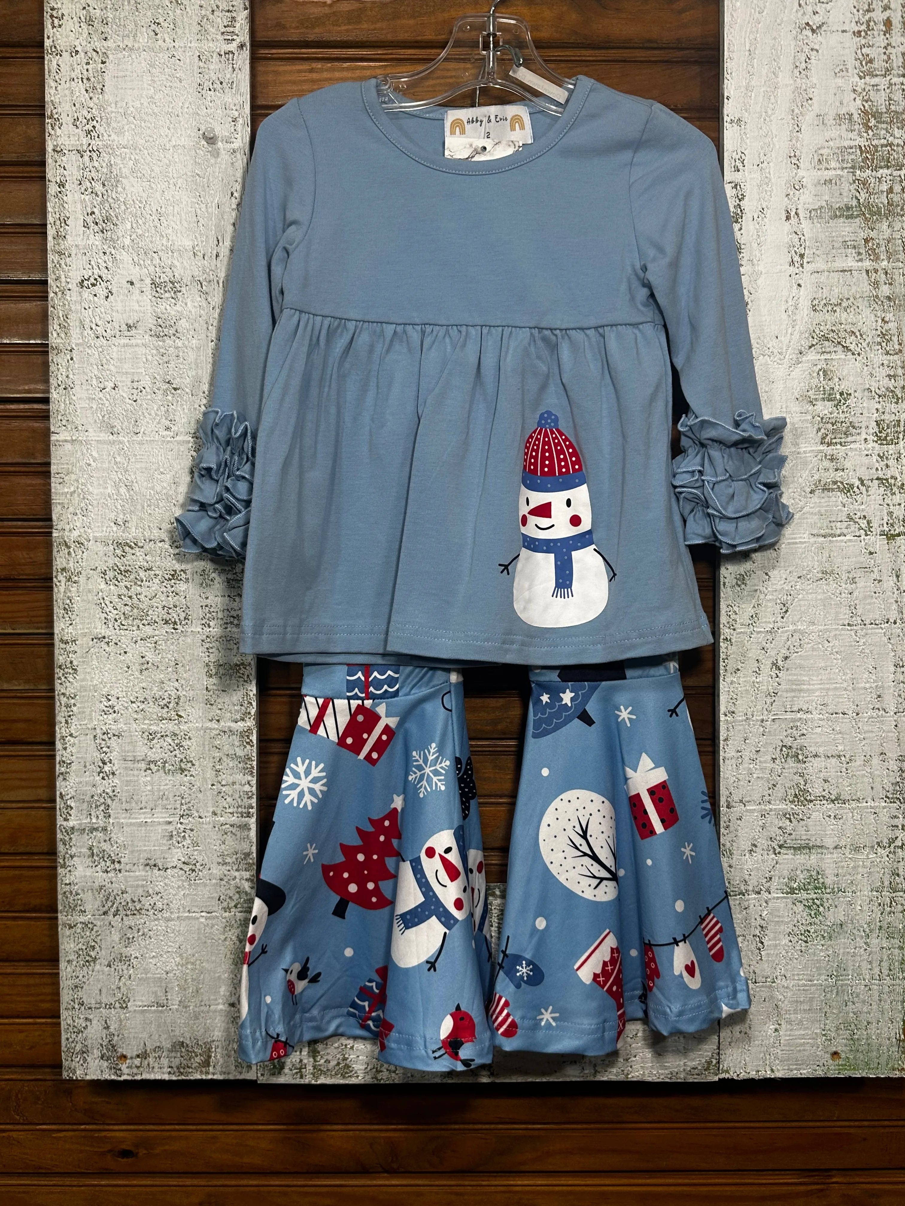 Blue Snowman swing top and Flare Set