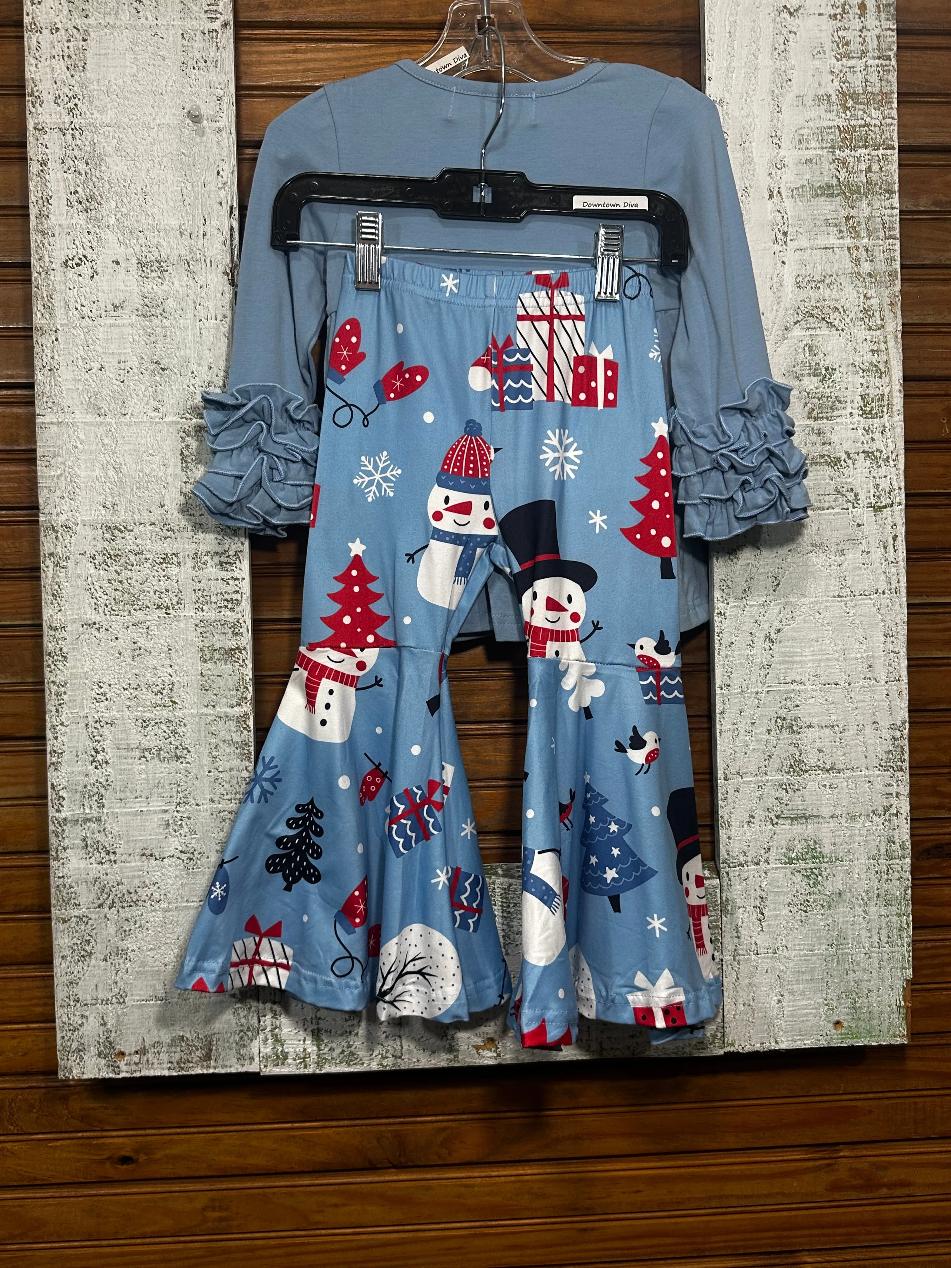 Blue Snowman swing top and Flare Set
