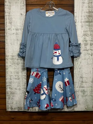 Blue Snowman swing top and Flare Set