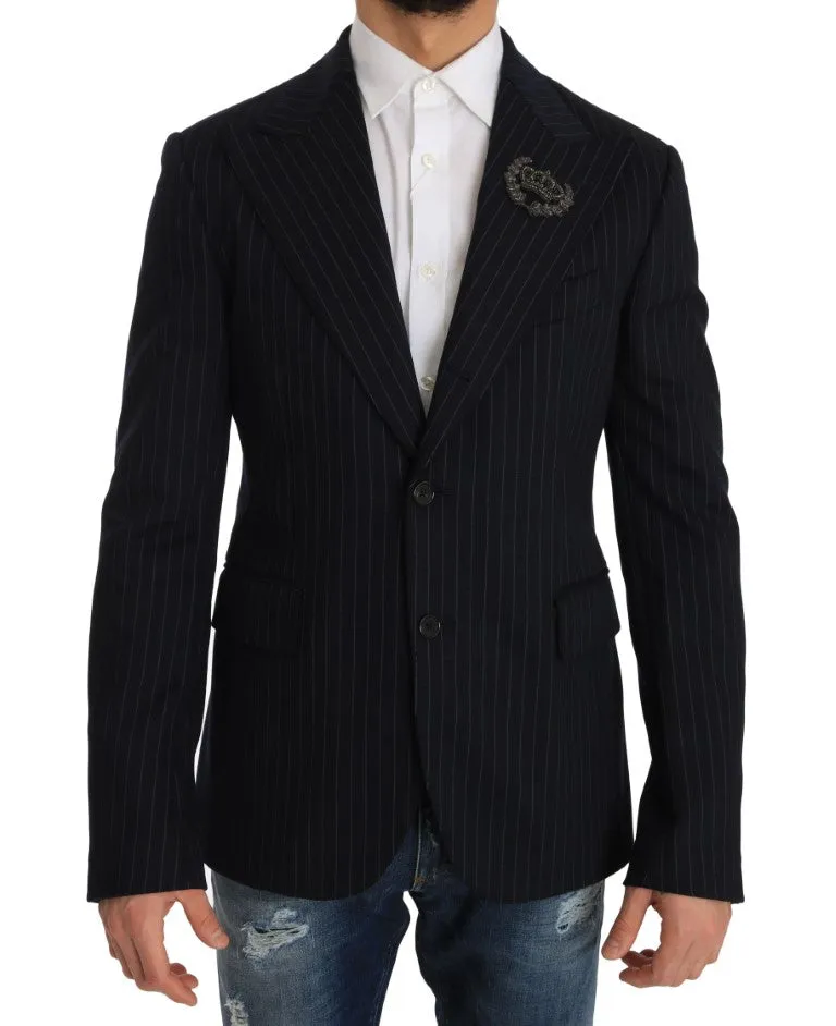 Blue Striped Royal Crown Blazer Jacket