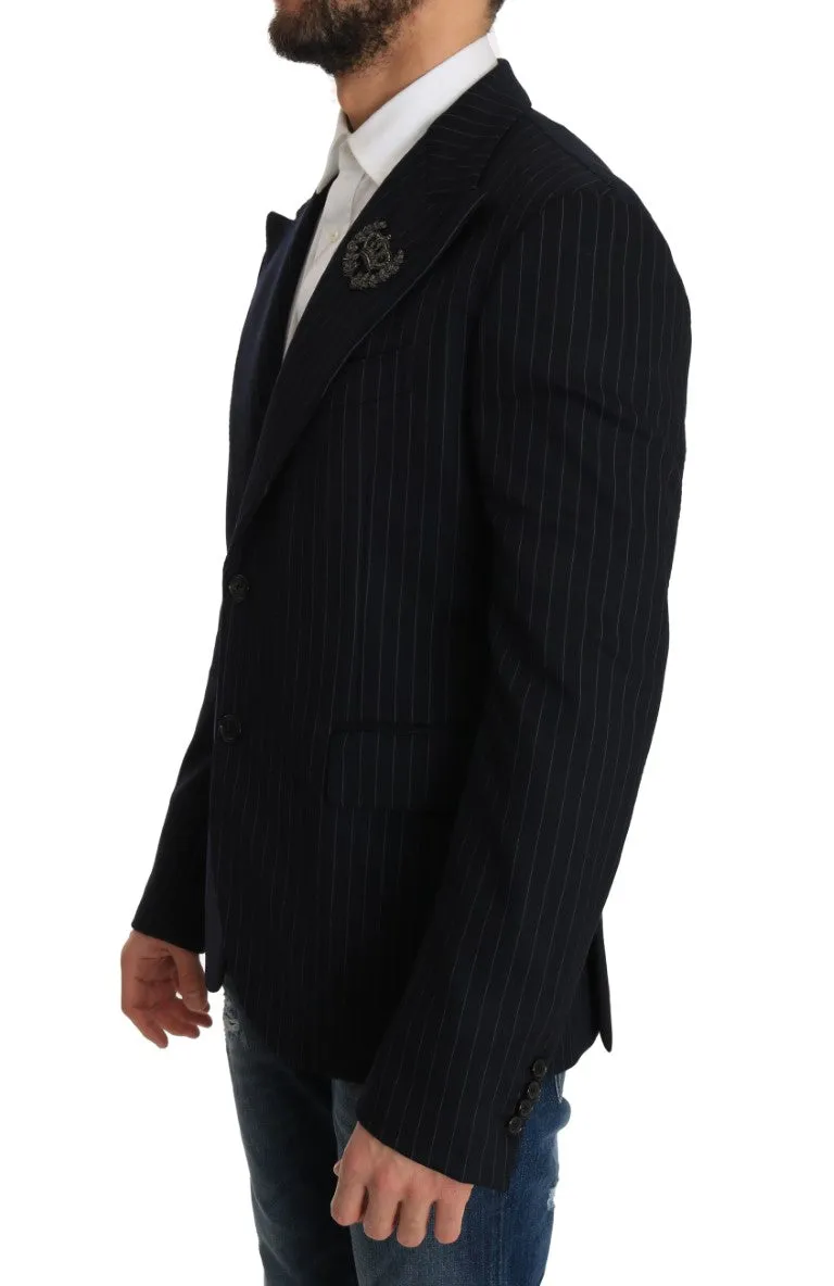 Blue Striped Royal Crown Blazer Jacket