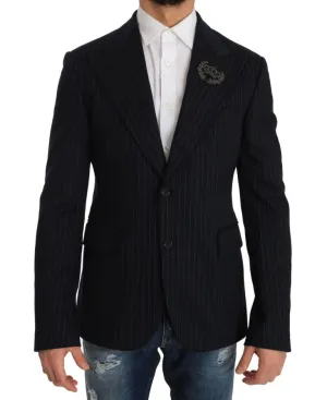 Blue Striped Royal Crown Blazer Jacket