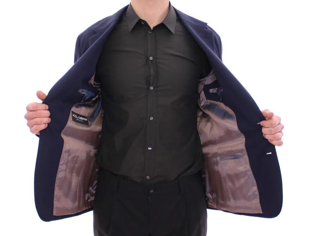 Blue tailored fit cotton blazer
