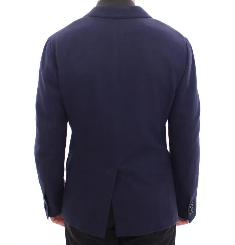 Blue tailored fit cotton blazer