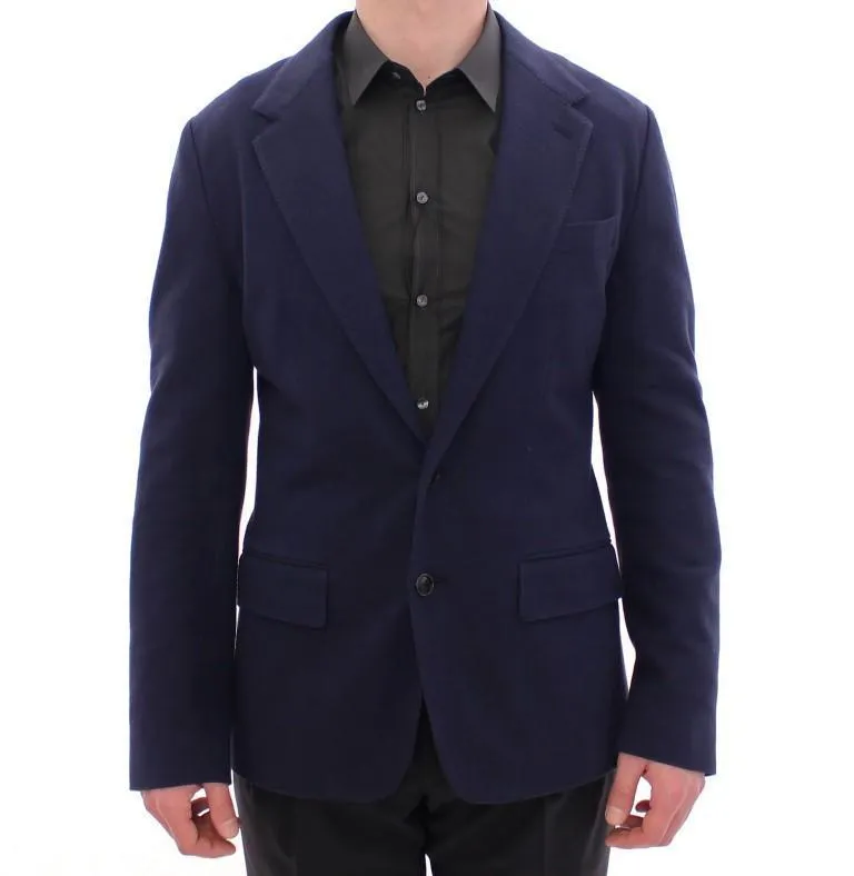 Blue tailored fit cotton blazer