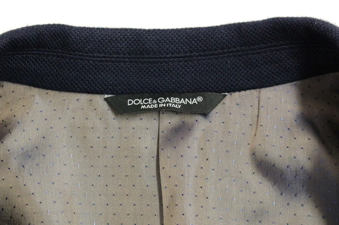 Blue tailored fit cotton blazer