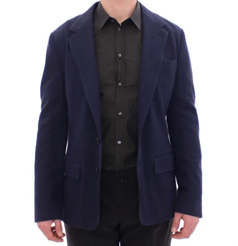 Blue tailored fit cotton blazer