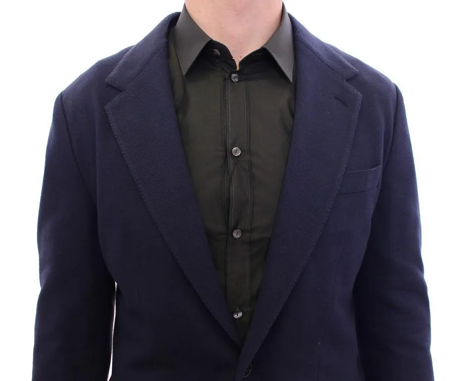 Blue tailored fit cotton blazer