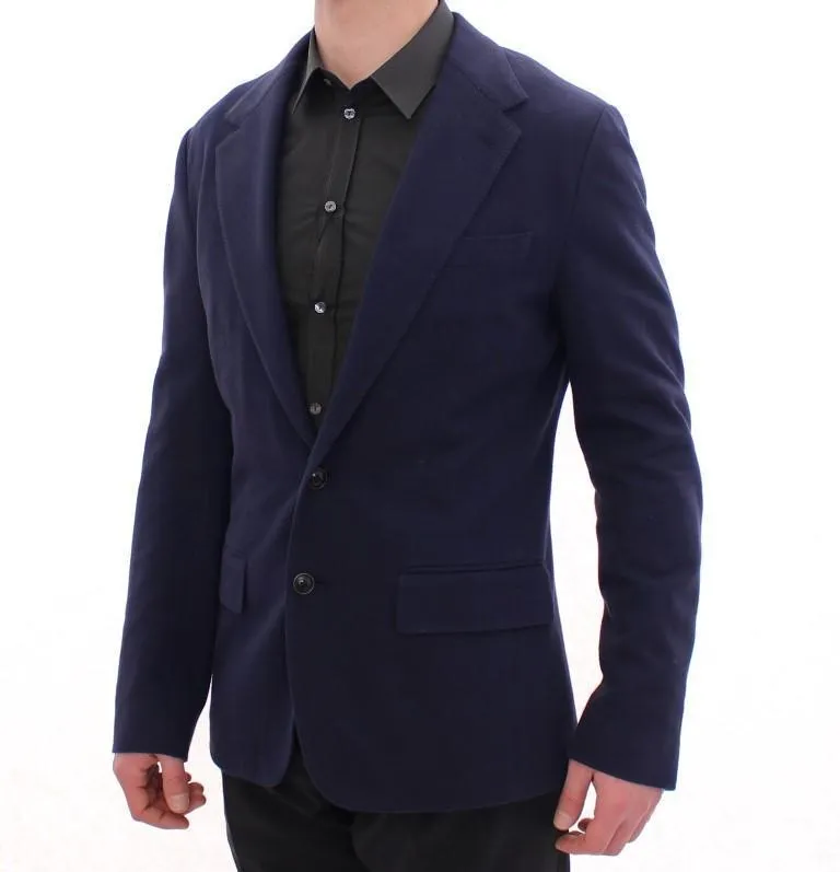 Blue tailored fit cotton blazer