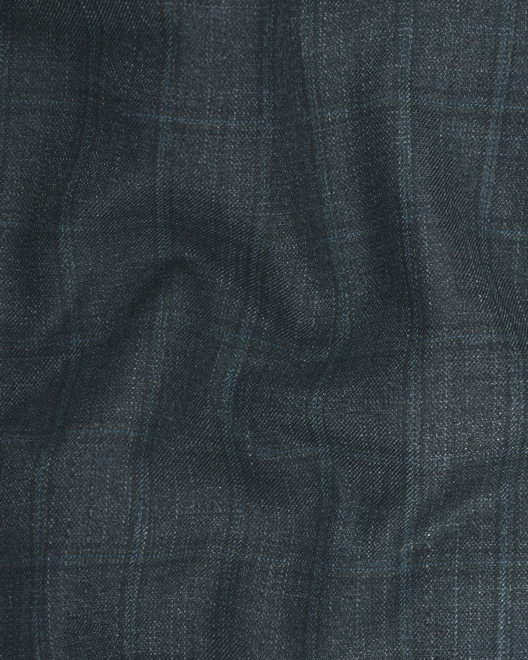 Blue windowpane Wool Blend Double Breasted Blazer