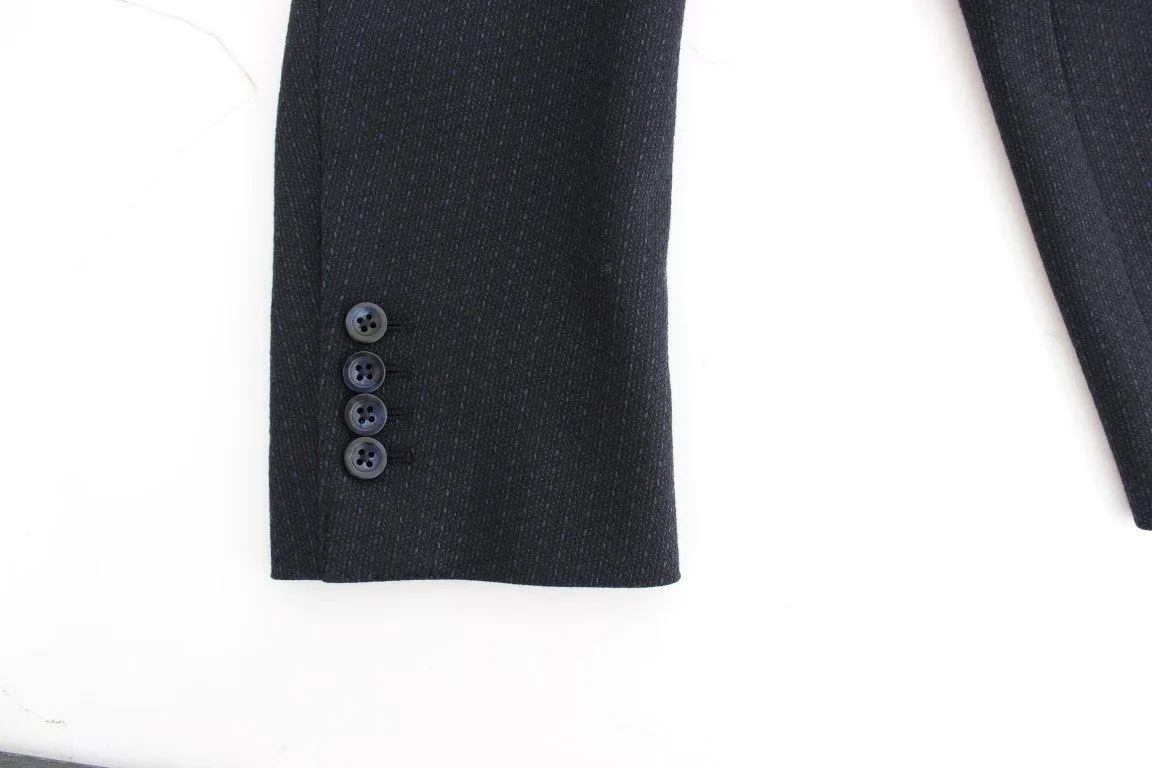 Blue wool two button blazer