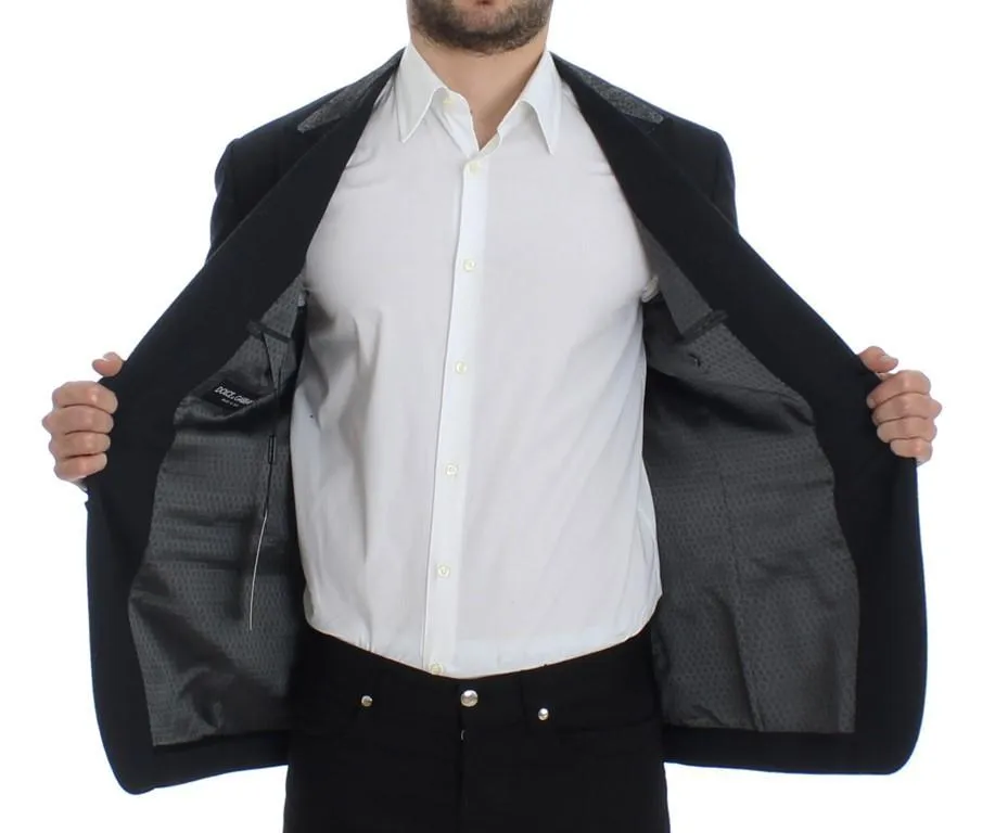 Blue wool two button blazer