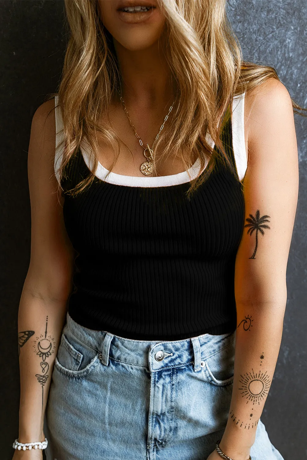 Bold Contrast U-Neck Tank