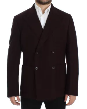 Bordeaux double breasted wool blazer