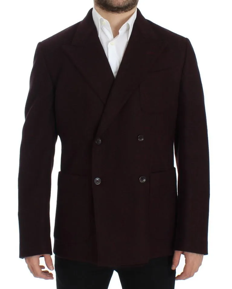 Bordeaux double breasted wool blazer
