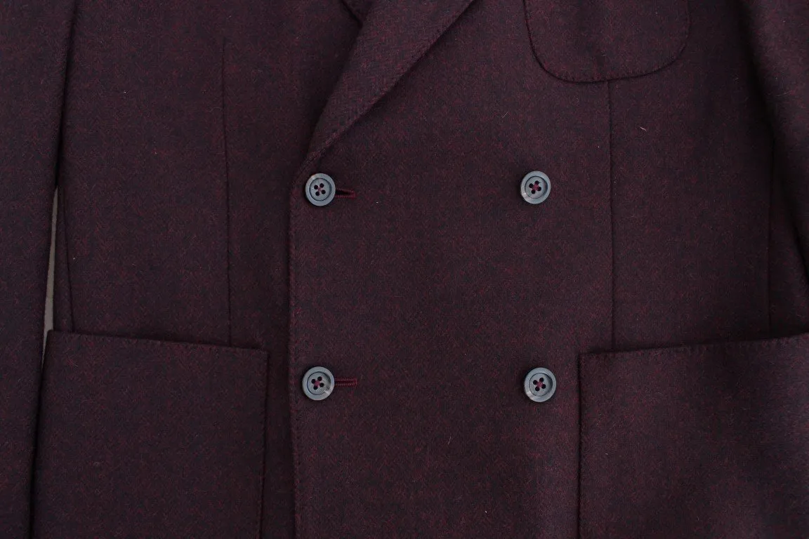 Bordeaux double breasted wool blazer