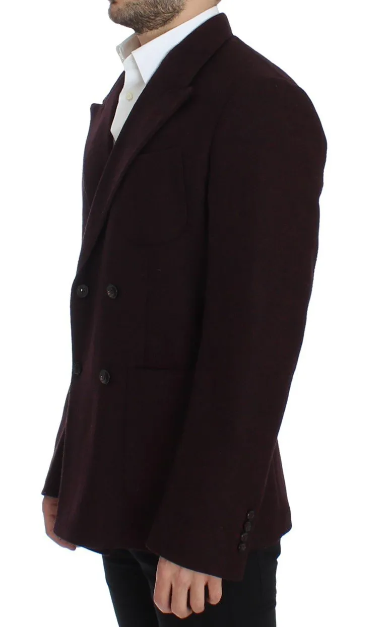 Bordeaux double breasted wool blazer