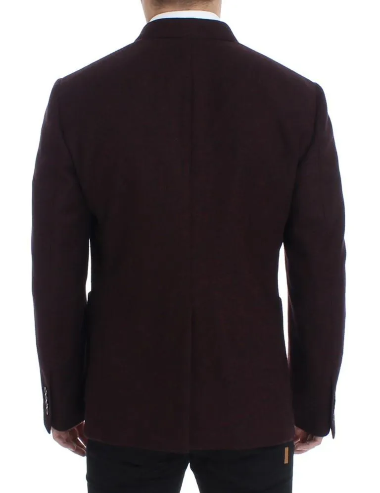 Bordeaux double breasted wool blazer