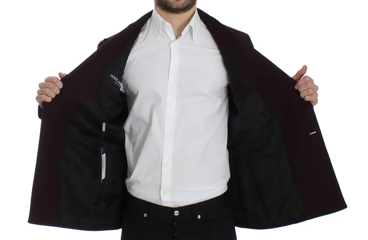 Bordeaux double breasted wool blazer