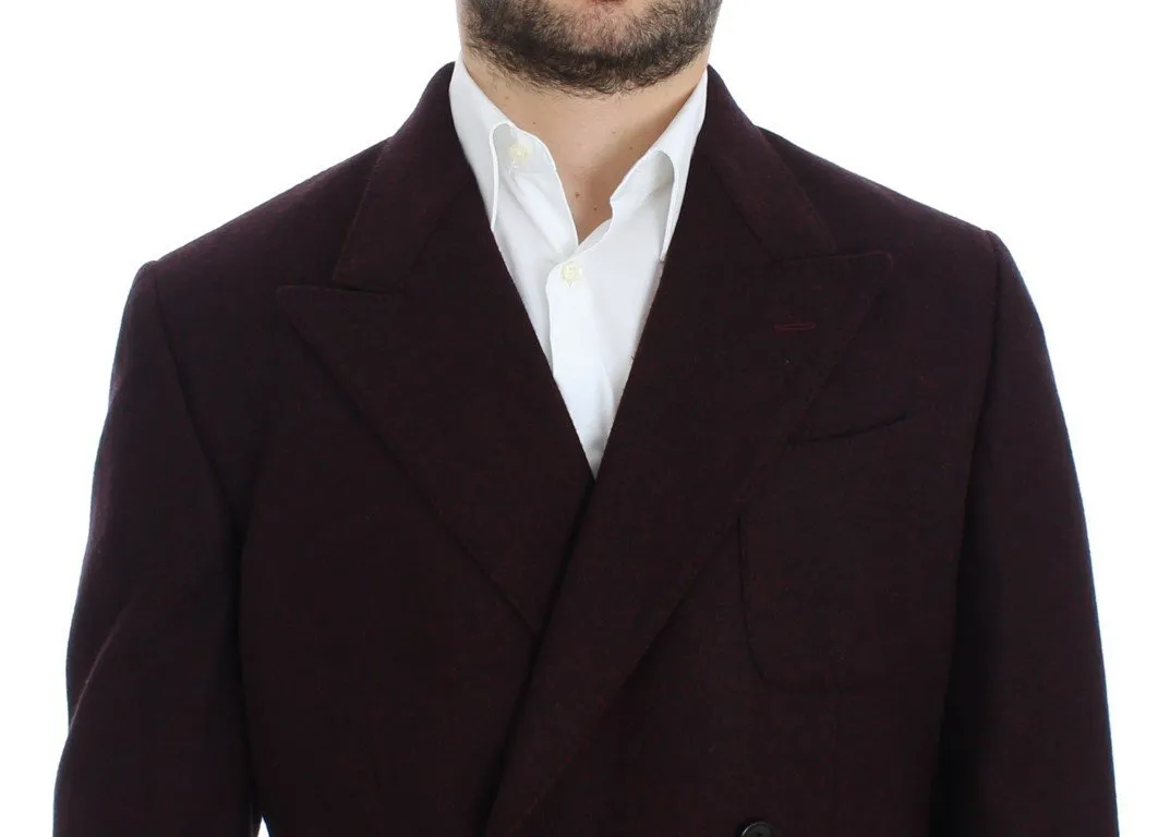 Bordeaux double breasted wool blazer