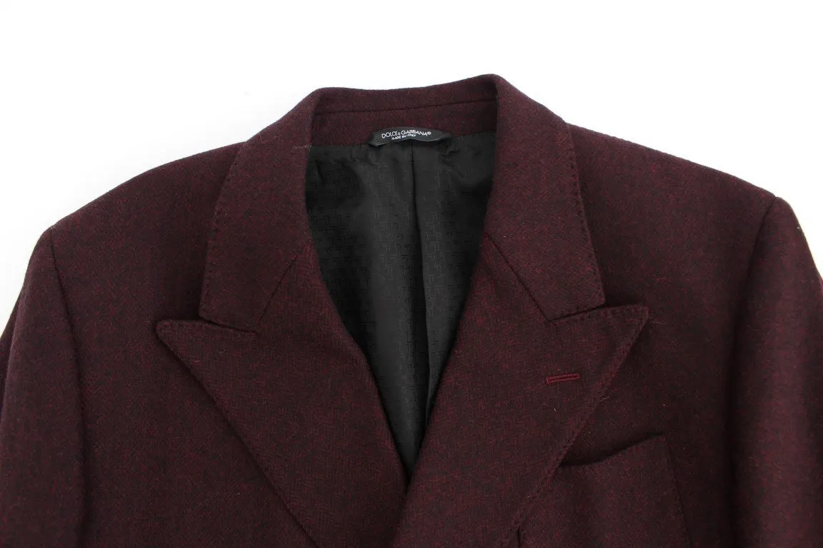Bordeaux double breasted wool blazer