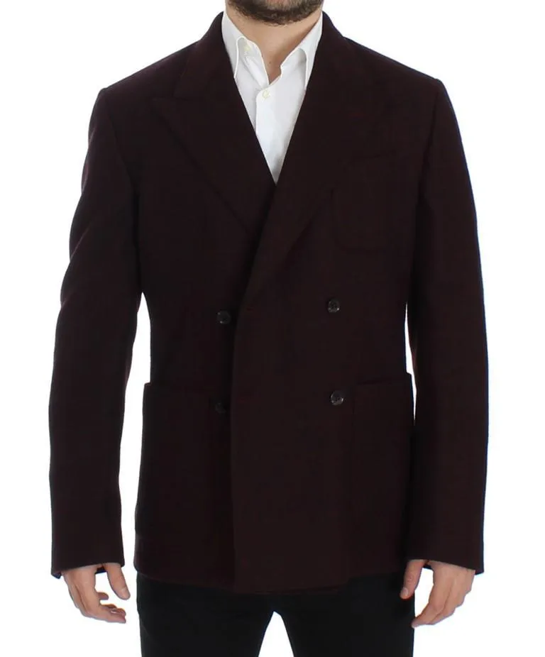 Bordeaux double breasted wool blazer