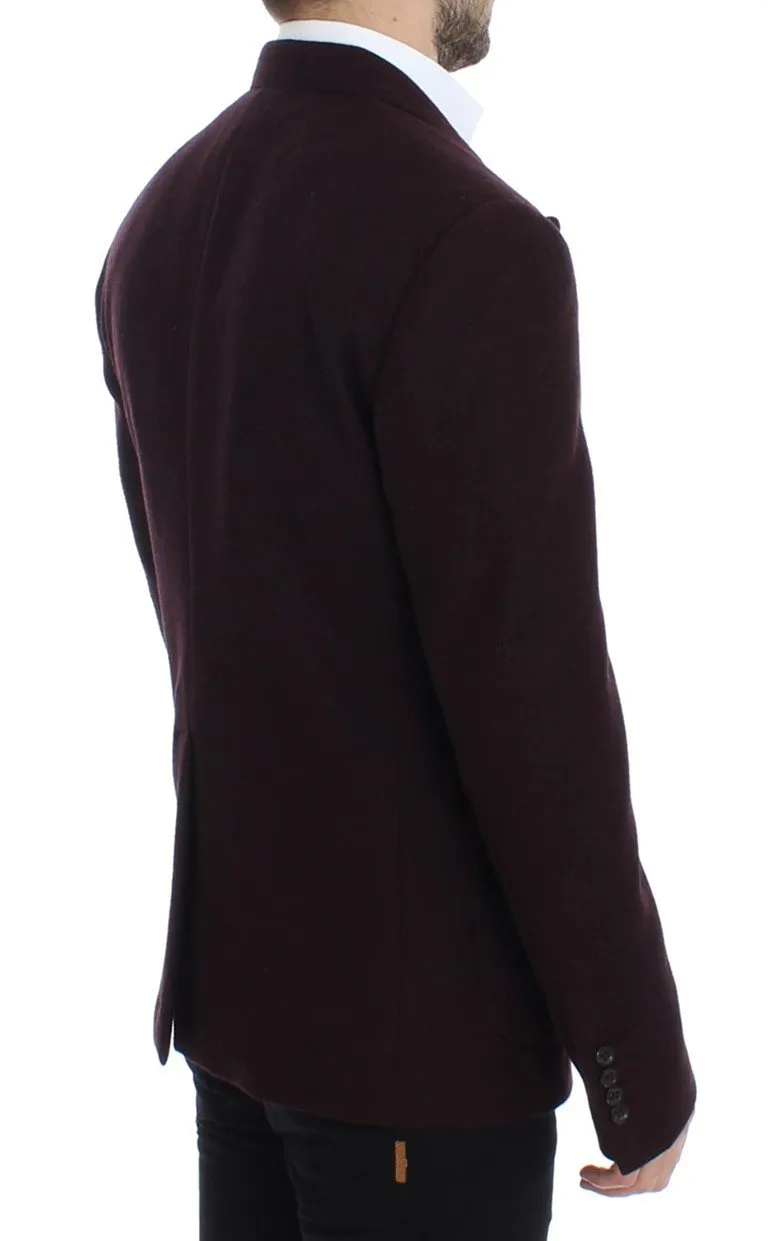 Bordeaux double breasted wool blazer