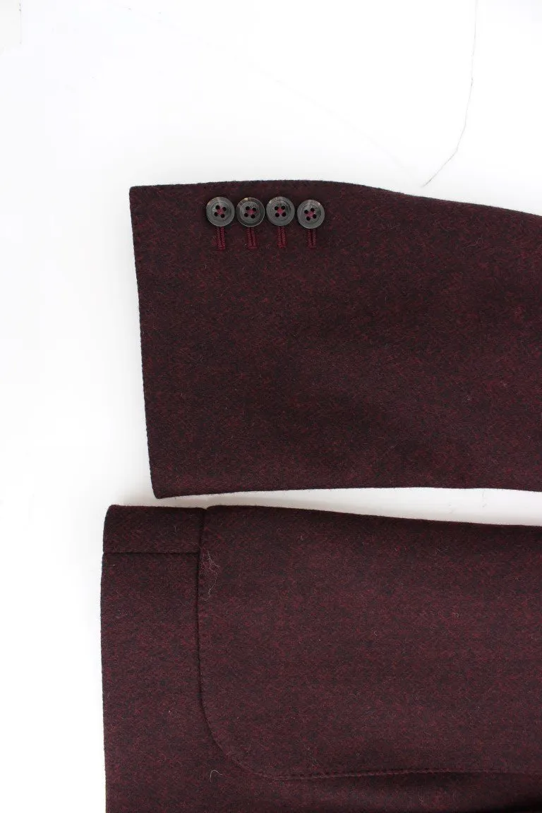 Bordeaux double breasted wool blazer