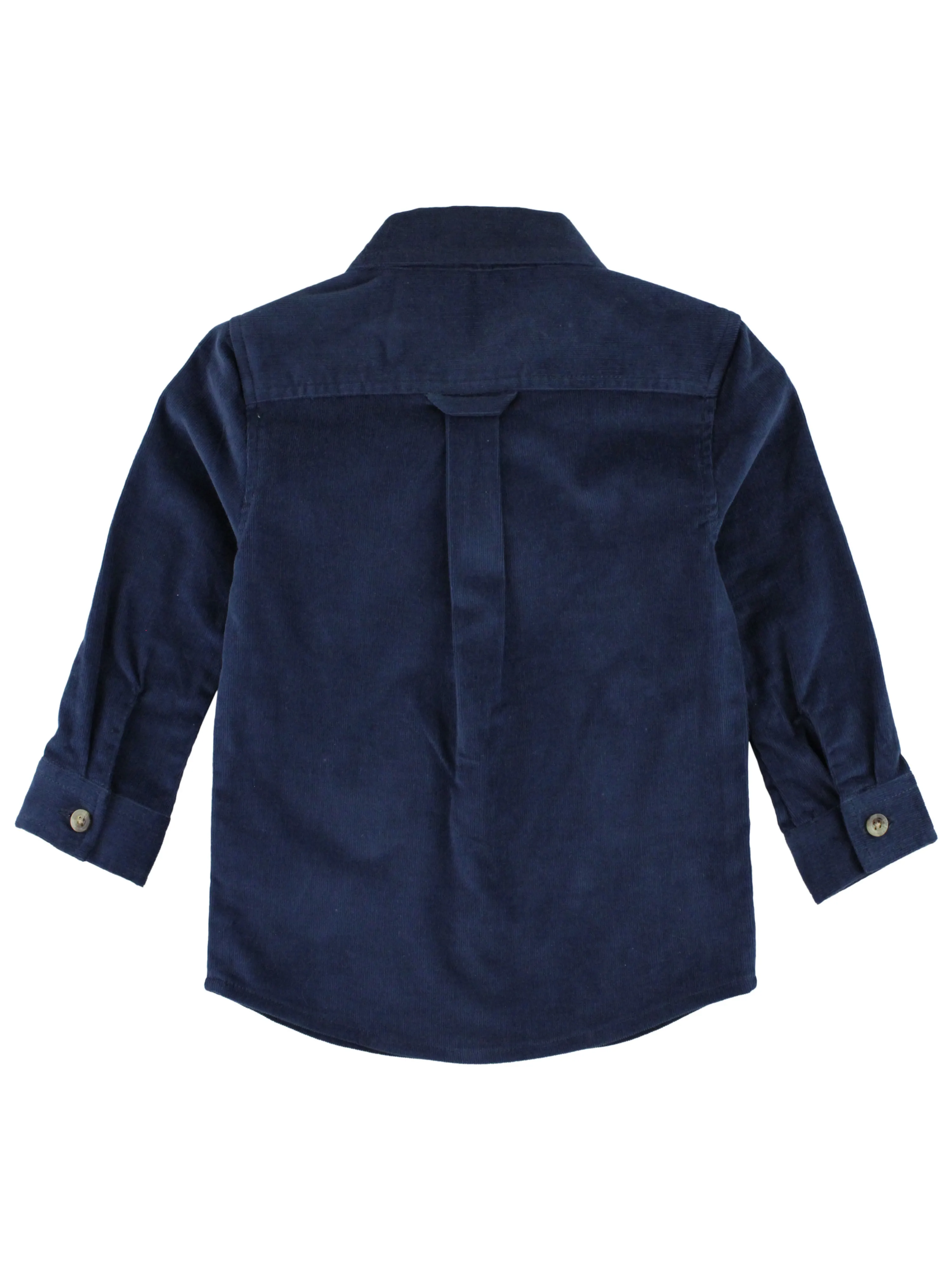 Boys Dark Navy Stretch Corduroy Long Sleeve Button Down Shirt