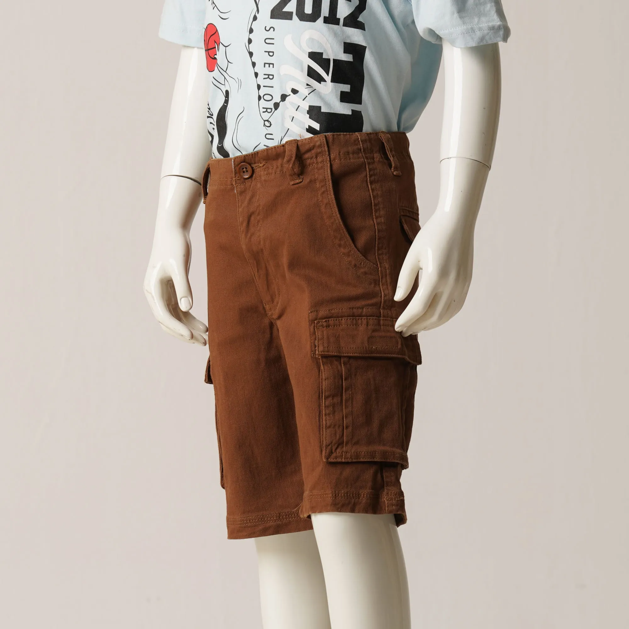 Boys Short Cargo Pant-Mustard