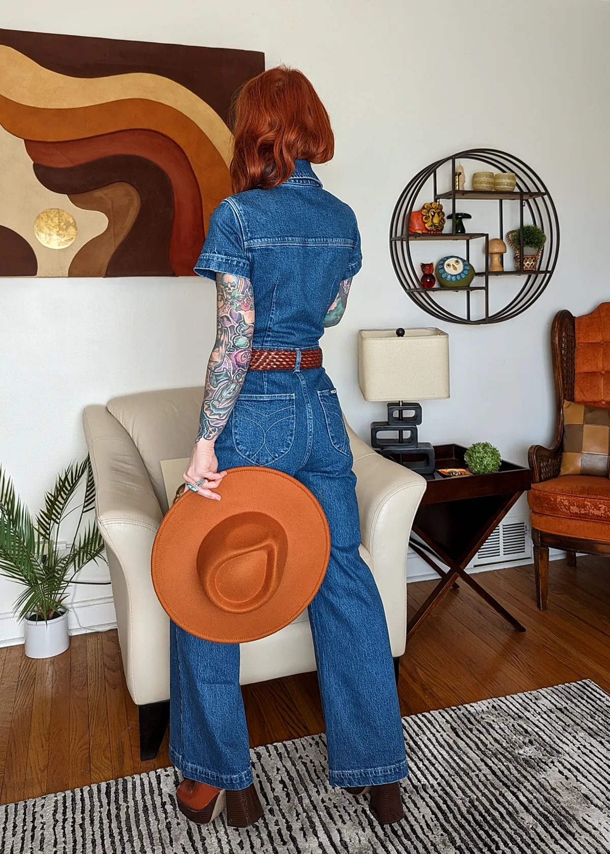 Breaker Blue Denim Sailor Jumpsuit <br><i> ankle length </i>