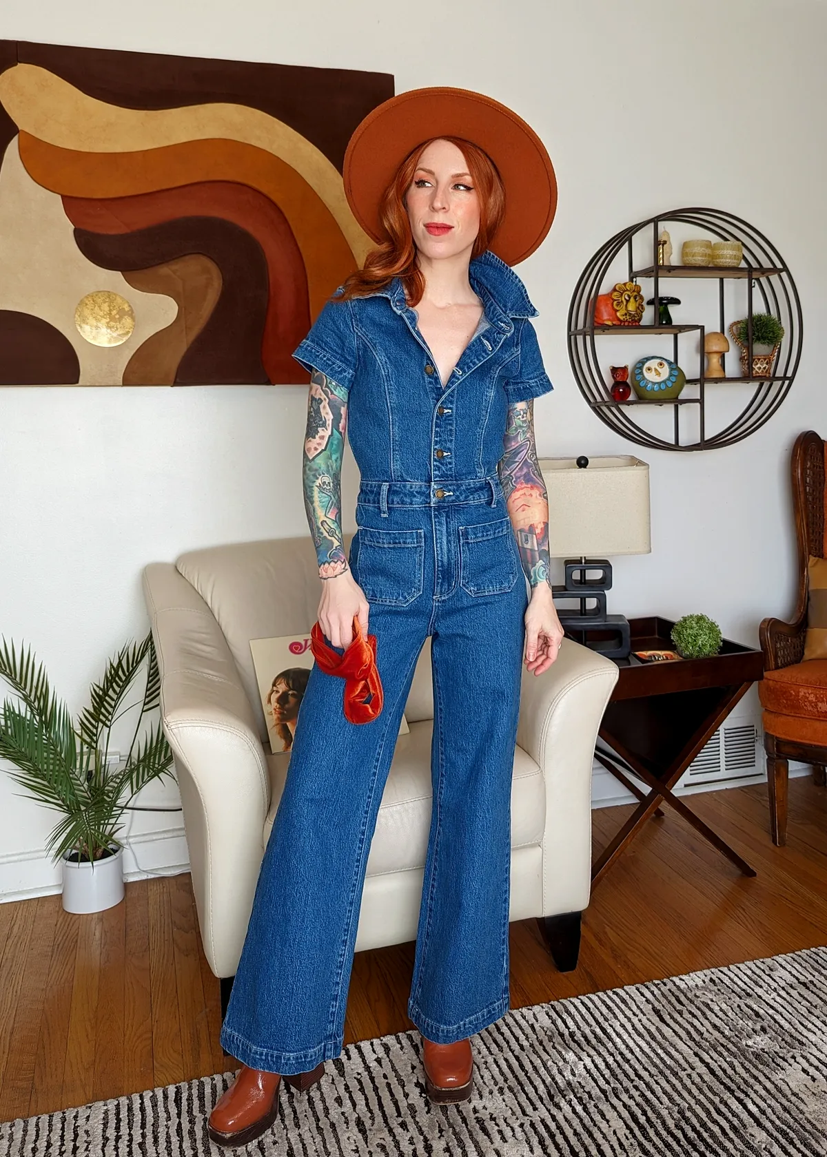 Breaker Blue Denim Sailor Jumpsuit <br><i> ankle length </i>