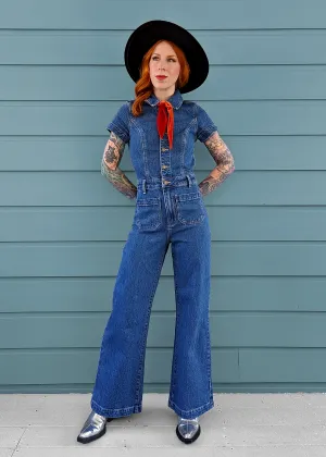 Breaker Blue Denim Sailor Jumpsuit <br><i> ankle length </i>