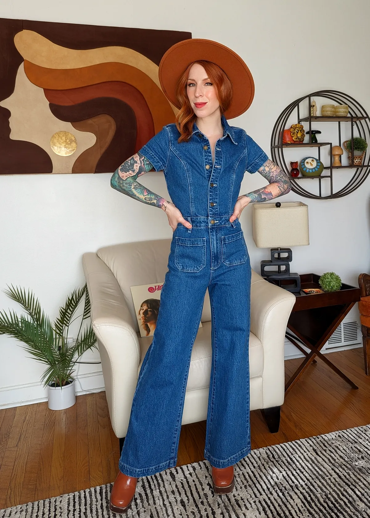 Breaker Blue Denim Sailor Jumpsuit <br><i> ankle length </i>