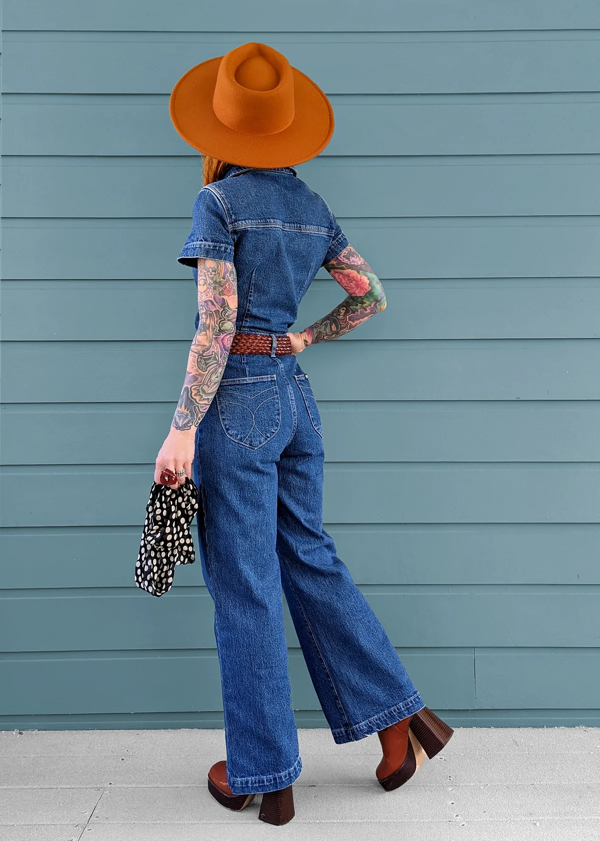 Breaker Blue Denim Sailor Jumpsuit <br><i> ankle length </i>